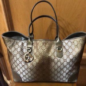 Authentic Cloth and Leather Gucci Tote Bag